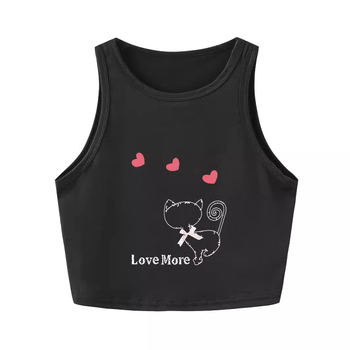 Qiduo Ευρωπαϊκό και Αμερικανικό Σέξι Κοντό Μπλούζα Y2K Διασυνοριακό Καλοκαιρινό Νέο Στρογγυλό Αμάνικο Γιλέκο σε Γλυκό και Πικάντικο Στυλ Harajuku