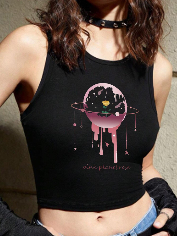 Qiduo Európsky a americký horúci štýl krátkeho topu Y2K cezhraničné leto nový okrúhly výstrih bez rukávov sladký a pikantný tielko v štýle Harajuku