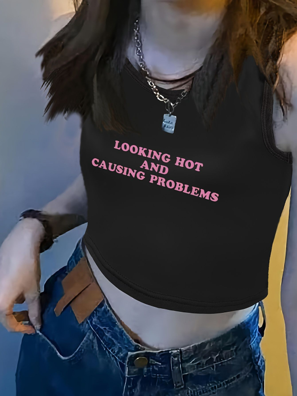 Qiduo Európsky a americký horúci štýl krátkeho topu Y2K cezhraničné leto nový okrúhly výstrih bez rukávov sladký a pikantný tielko v štýle Harajuku