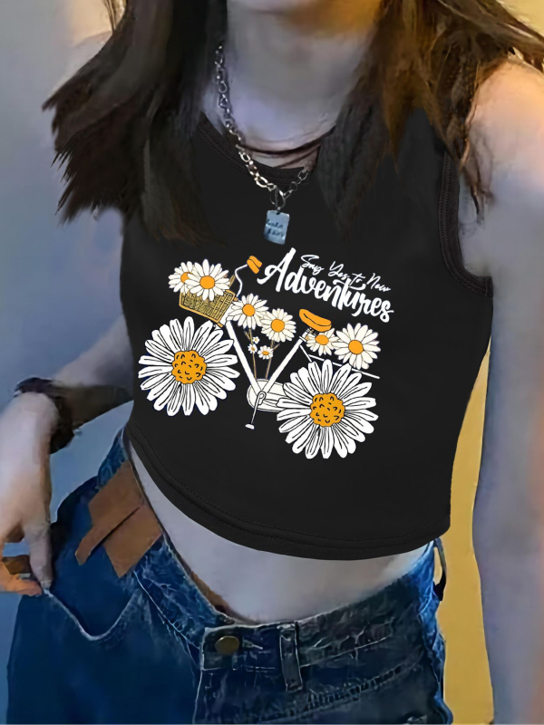 Qiduo Európsky a americký horúci štýl krátkeho topu Y2K cezhraničné leto nový okrúhly výstrih bez rukávov sladký a pikantný tielko v štýle Harajuku