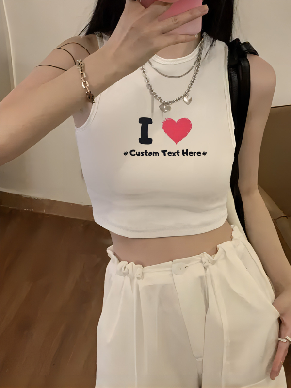 Qiduo Európsky a americký horúci štýl krátkeho topu Y2K cezhraničné leto nový okrúhly výstrih bez rukávov sladký a pikantný tielko v štýle Harajuku