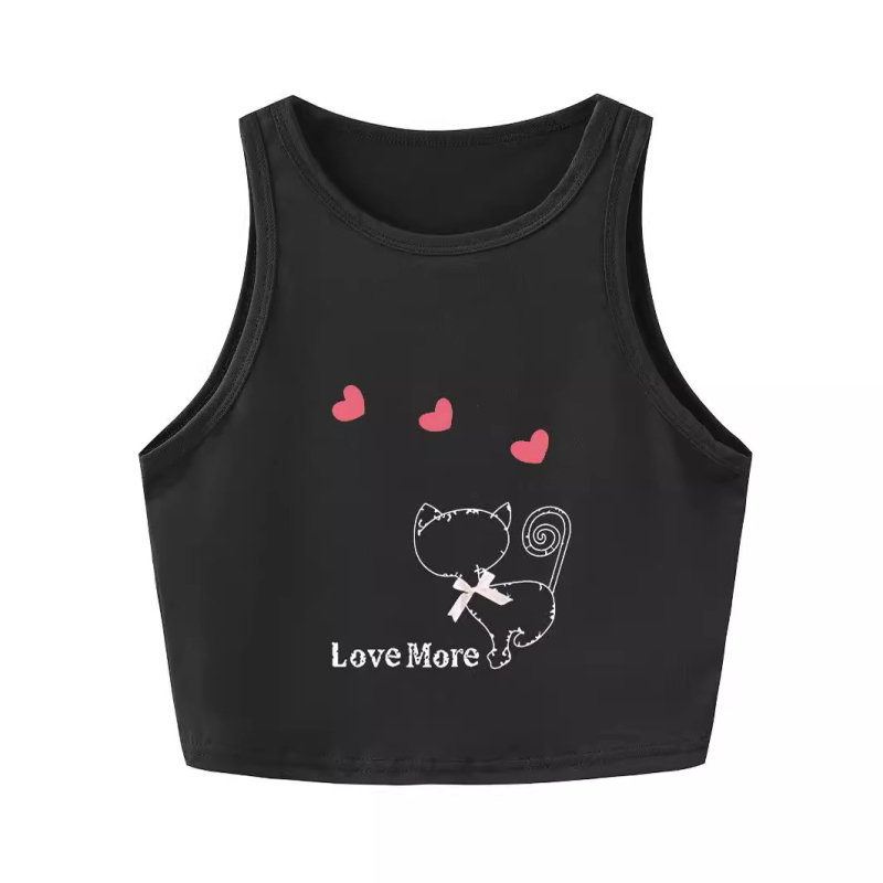 Qiduo Európsky a americký horúci štýl krátkeho topu Y2K cezhraničné leto nový okrúhly výstrih bez rukávov sladký a pikantný tielko v štýle Harajuku