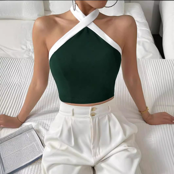 Νέο γυναικείο γιλέκο με διακοσμητική αγκράφα και δέσιμο σε μονόχρωμο χρώμα για την άνοιξη του 2024