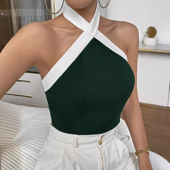 Νέο γυναικείο γιλέκο με διακοσμητική αγκράφα και δέσιμο σε μονόχρωμο χρώμα για την άνοιξη του 2024