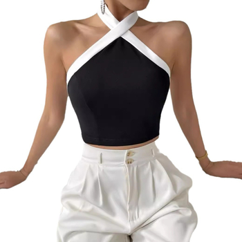 Νέο γυναικείο γιλέκο με διακοσμητική αγκράφα και δέσιμο σε μονόχρωμο χρώμα για την άνοιξη του 2024