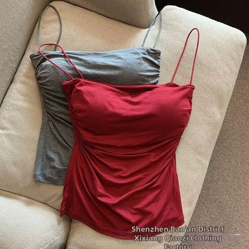 Aštuonių padėčių padažas yra sandėlyje „Spice Girl Pure Desire“ klostuotos moteriškos kelnaitės su plonu petnešėliu, saldaus ir seksualaus stiliaus be rankovių, mažo dydžio.