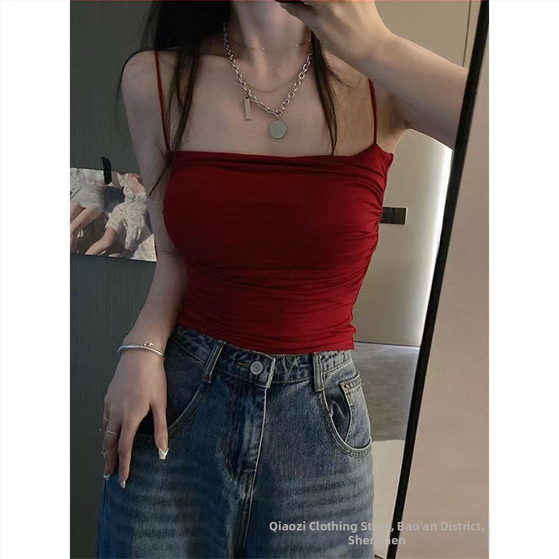 Aštuonių padėčių padažas yra sandėlyje „Spice Girl Pure Desire“ klostuotos moteriškos kelnaitės su plonu petnešėliu, saldaus ir seksualaus stiliaus be rankovių, mažo dydžio.