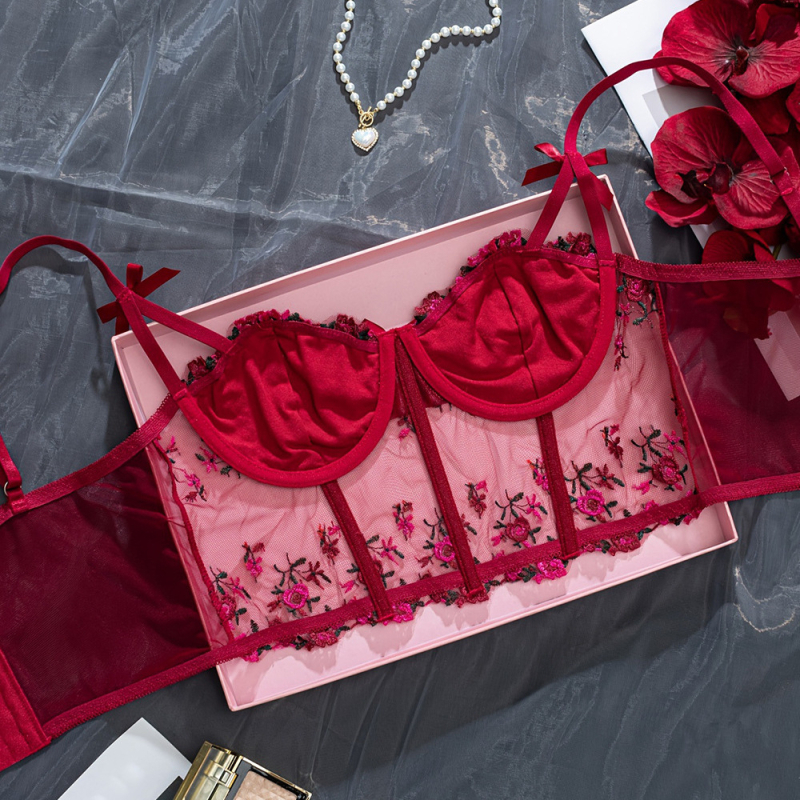 Korzetové šaty Crossborder Explosions s oceľovým okrajom, výšivkou, kvetinovou mašľou a malým závesom, rybia kosť, trojradové nastaviteľné korzetové šaty do pupka