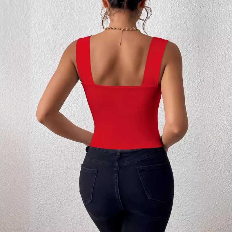 2024 Europa și Statele Unite comerț exterior transfrontalier nou camisol cu curea largă de umăr fără mâneci în formă de U top sexy subțire fată fierbinte