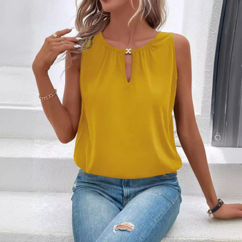 Άνοιξη και Καλοκαίρι 2025 Amazon Διασυνοριακά Ευρωπαϊκά και Αμερικανικά Ρούχα Μοντέρνο και Κομψό Σχεδιασμός Εξατομικευμένο Γιλέκο με Αγκράφα και Στρογγυλό Λαιμό