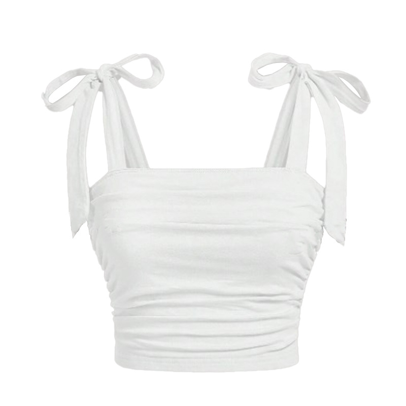 Letná nová módna európska a americká cezhraničná trendová šnurovacia sexi slim fit vesta s hlbokým výstrihom a jednofarebným strihom pre ženy