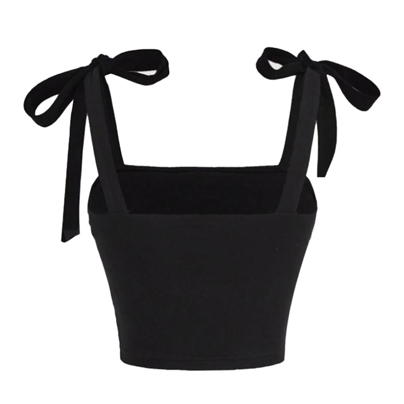 Letná nová módna európska a americká cezhraničná trendová šnurovacia sexi slim fit vesta s hlbokým výstrihom a jednofarebným strihom pre ženy