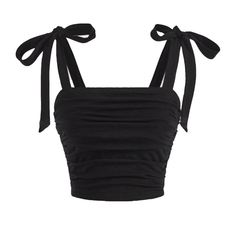 Letná nová módna európska a americká cezhraničná trendová šnurovacia sexi slim fit vesta s hlbokým výstrihom a jednofarebným strihom pre ženy