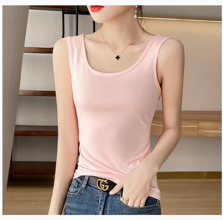 Vestă de primăvară și de vară din bumbac modal pentru femei, îmbrăcăminte exterioară all-match, sexy, fără mâneci, sport, camisol, tricou de bază pentru femei