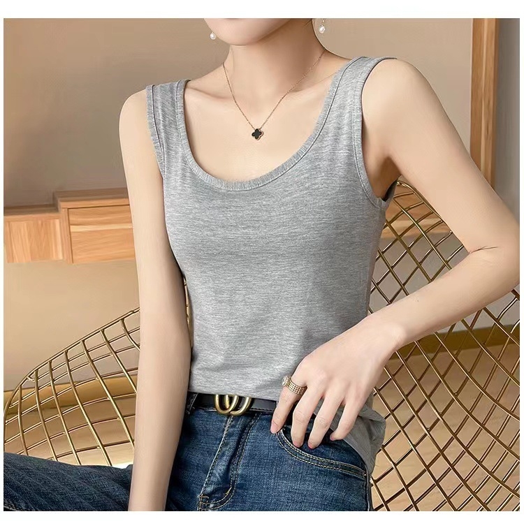 Vestă de primăvară și de vară din bumbac modal pentru femei, îmbrăcăminte exterioară all-match, sexy, fără mâneci, sport, camisol, tricou de bază pentru femei