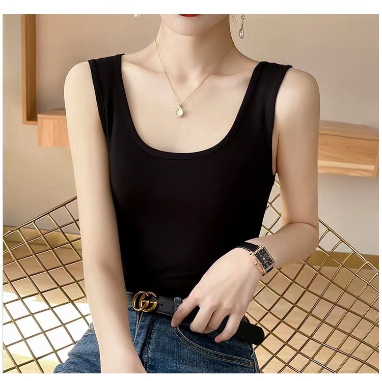 Vestă de primăvară și de vară din bumbac modal pentru femei, îmbrăcăminte exterioară all-match, sexy, fără mâneci, sport, camisol, tricou de bază pentru femei