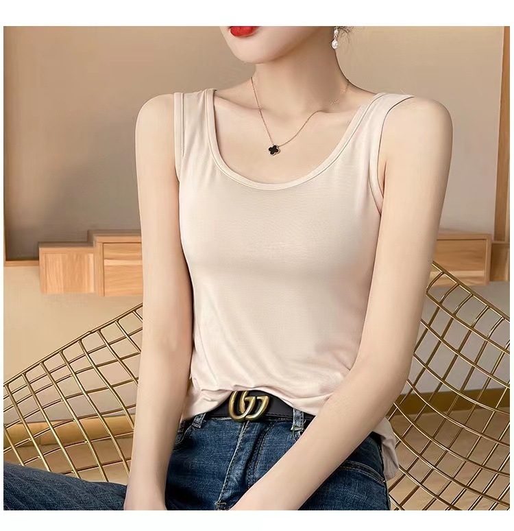 Vestă de primăvară și de vară din bumbac modal pentru femei, îmbrăcăminte exterioară all-match, sexy, fără mâneci, sport, camisol, tricou de bază pentru femei