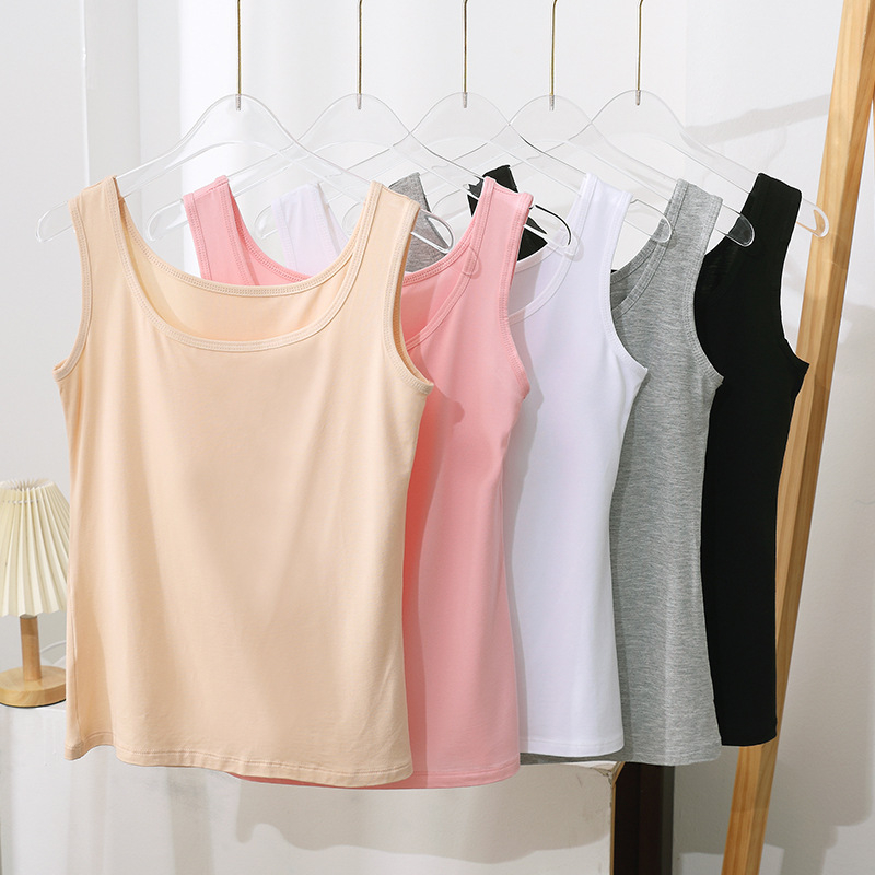 Vestă de primăvară și de vară din bumbac modal pentru femei, îmbrăcăminte exterioară all-match, sexy, fără mâneci, sport, camisol, tricou de bază pentru femei