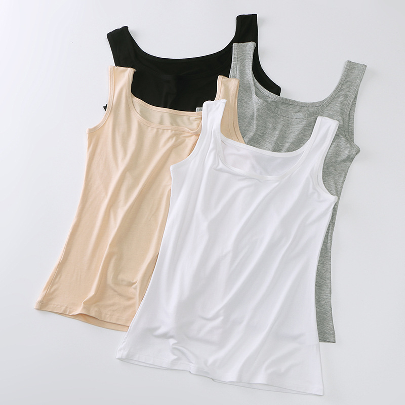 Vestă de primăvară și de vară din bumbac modal pentru femei, îmbrăcăminte exterioară all-match, sexy, fără mâneci, sport, camisol, tricou de bază pentru femei