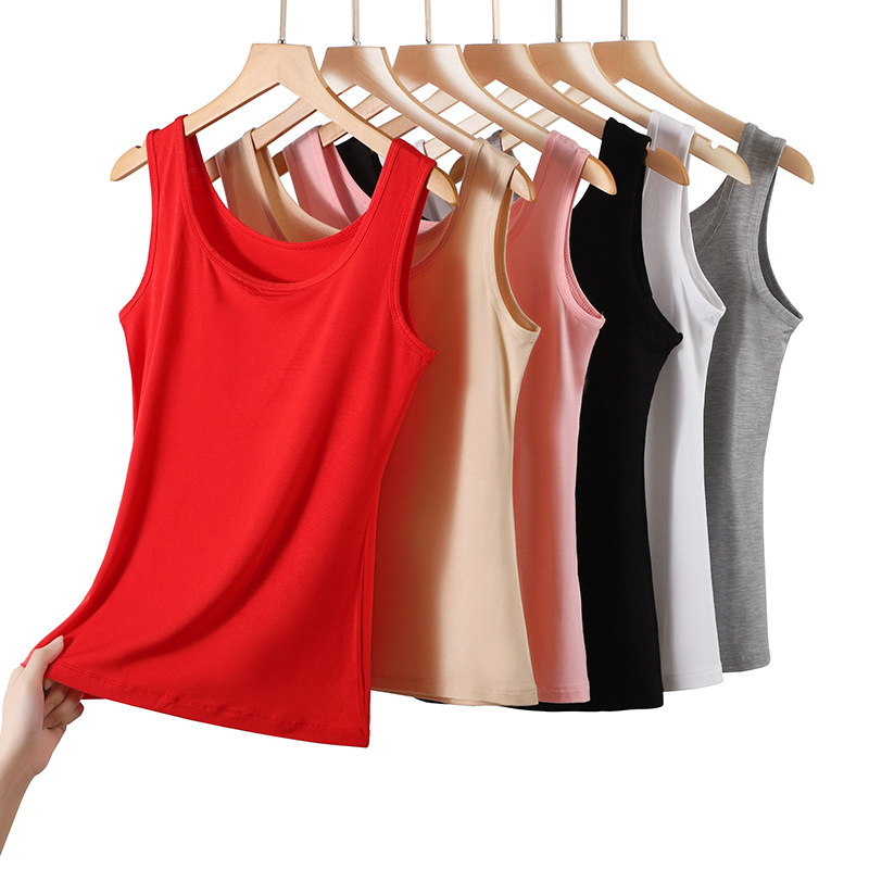 Vestă de primăvară și de vară din bumbac modal pentru femei, îmbrăcăminte exterioară all-match, sexy, fără mâneci, sport, camisol, tricou de bază pentru femei