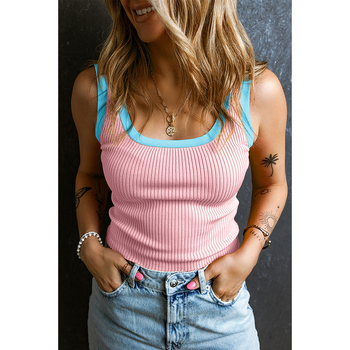 Καλοκαιρινό, νέο, στενό, ευέλικτο, αντι-εκθετικό γιλέκο με τελείωμα για γυναίκες, 2025, ευρωπαϊκή και αμερικανική μόδα, αμάνικο τοπ σε ασορτί χρώματα για γυναίκες