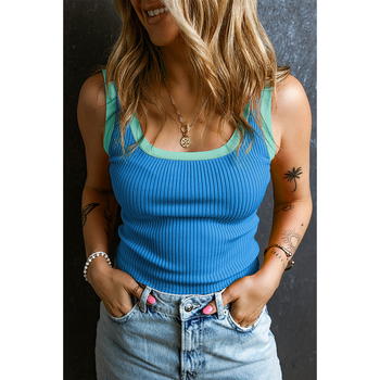 Καλοκαιρινό, νέο, στενό, ευέλικτο, αντι-εκθετικό γιλέκο με τελείωμα για γυναίκες, 2025, ευρωπαϊκή και αμερικανική μόδα, αμάνικο τοπ σε ασορτί χρώματα για γυναίκες