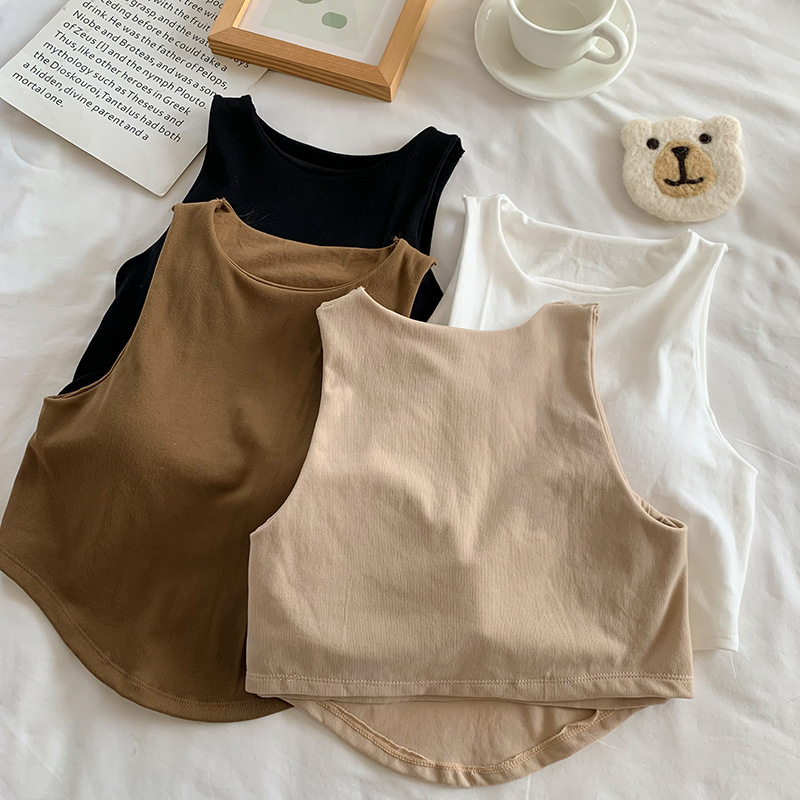 932 # ebakorrapärane Camisole naiste 2023 kevad- ja suvepluusi varrukateta lühikeste varrukatega puhasvärviline ülemine ja alumine särk Trbottommy