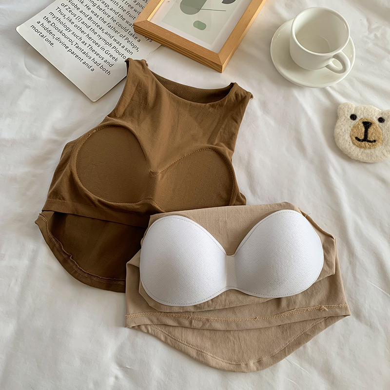 932 # ebakorrapärane Camisole naiste 2023 kevad- ja suvepluusi varrukateta lühikeste varrukatega puhasvärviline ülemine ja alumine särk Trbottommy