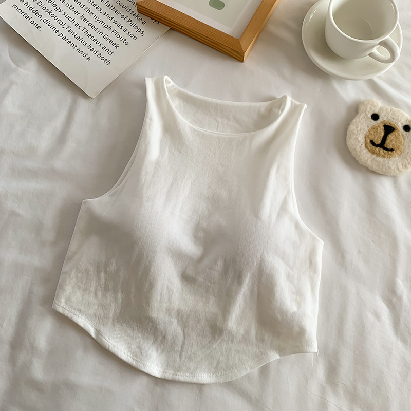 932 # ebakorrapärane Camisole naiste 2023 kevad- ja suvepluusi varrukateta lühikeste varrukatega puhasvärviline ülemine ja alumine särk Trbottommy