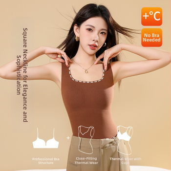 Õmblusteta isekuumeneva kandilise kraega soe vest rinnapadjaga naistele. Slim-fit niisutav sügis- ja talvepluus. Uus alussärk.