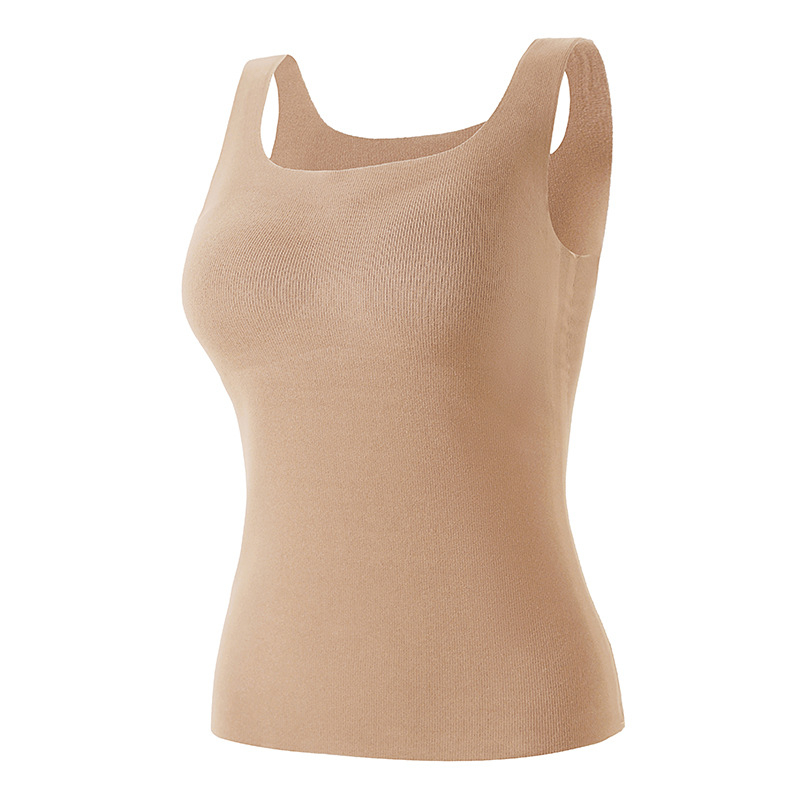 Õmblusteta isekuumeneva kandilise kraega soe vest rinnapadjaga naistele. Slim-fit niisutav sügis- ja talvepluus. Uus alussärk.