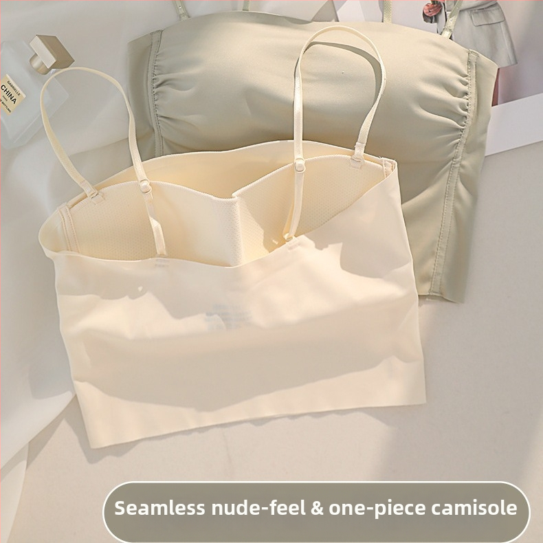 Сутиен без презрамки за жени, тънък и безшевен, минимизира големия бюст, предотвратява разголването, обгръща гърдите, красив гръб, сутиен с камизола, лято