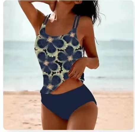 Europietiškas ir amerikietiškas seksualus skaitmeniniu būdu spausdintas tankini be nugaros aukštu juosmeniu skaldytas maudymosi kostiumėlis moterims „Amazon“ skaldytas maudymosi kostiumėlis moterims