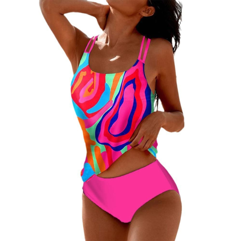 Europietiškas ir amerikietiškas seksualus skaitmeniniu būdu spausdintas tankini be nugaros aukštu juosmeniu skaldytas maudymosi kostiumėlis moterims „Amazon“ skaldytas maudymosi kostiumėlis moterims