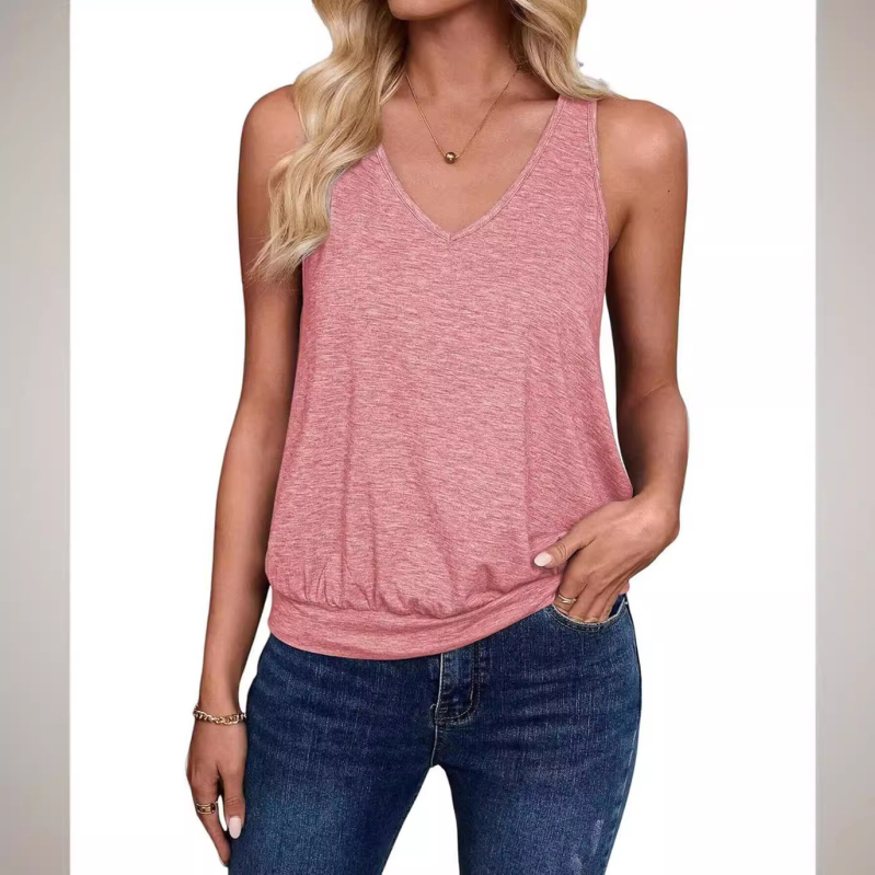 Vestă de modă pentru femei, vestă de primăvară și de vară, casual, cu guler în V, drăguț, camișon, fără mâneci, vrac, europene și americane, pentru comerț exterior, 2024