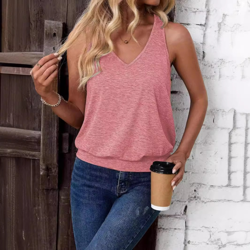 Vestă de modă pentru femei, vestă de primăvară și de vară, casual, cu guler în V, drăguț, camișon, fără mâneci, vrac, europene și americane, pentru comerț exterior, 2024