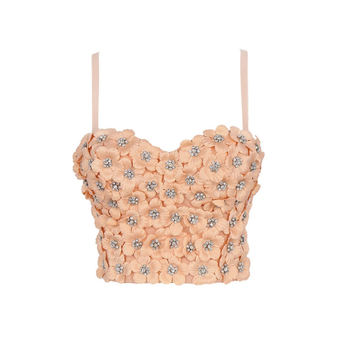 Γυναικεία τιράντες δημοτικού σχολείου Luqiu με σχέδιο τιράντες και ενσωματωμένο σουτιέν με λουλούδια, σουτιέν ψαροκόκαλο DB1084