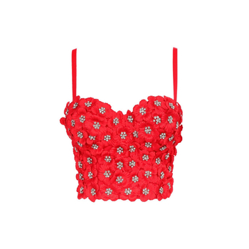 Γυναικεία τιράντες δημοτικού σχολείου Luqiu με σχέδιο τιράντες και ενσωματωμένο σουτιέν με λουλούδια, σουτιέν ψαροκόκαλο DB1084