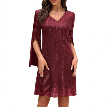 Rochie scurtă mulată cu decolteu în V, sexy, cu paiete, pentru femei din înalta societate, 2024, comerț transfrontalier european și american