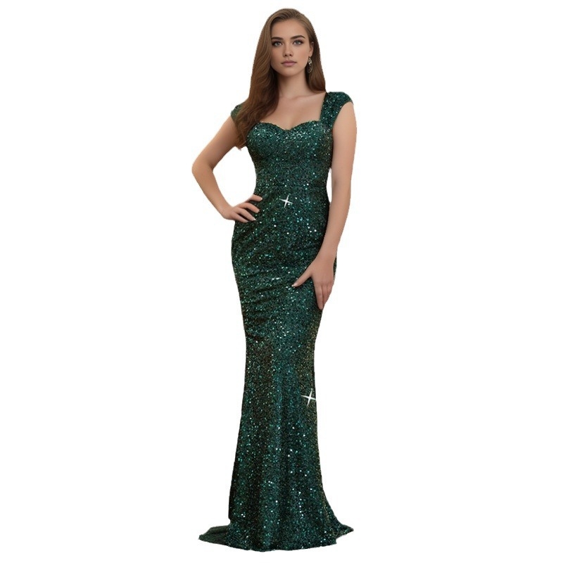 Europa, Amerika i Bliski istok Vanjska trgovina Prekogranična INS Jednobojna V-izrezna šljokica s remenom visokog struka Večernja haljina s ribljim repom Duga haljina