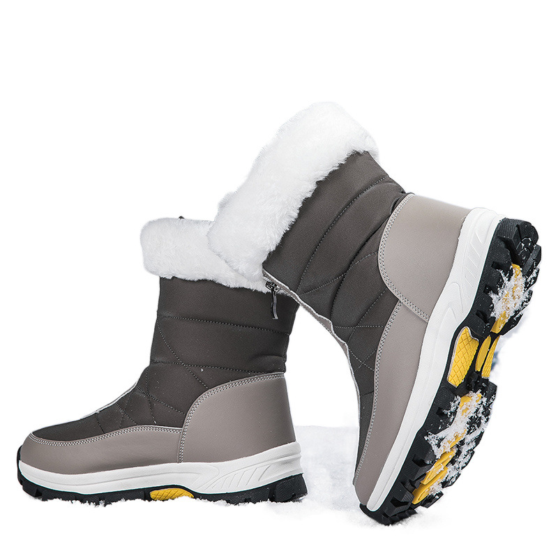 Cizme de zăpadă Nord-Est Minus 40 de grade pentru femei, cu fermoar, căptușite cu fleece, Harbin, super calde, mărime plus, din bumbac