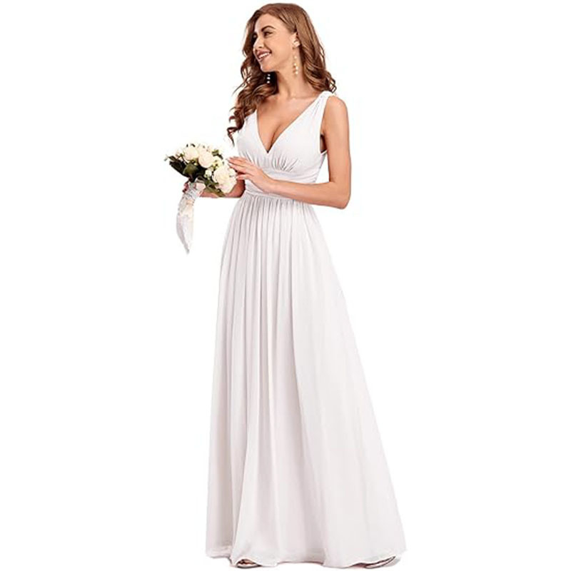 Večernja haljina 2025 Nova ženska elegantna duga haljina s dubokim V-izrezom, bez rukava, od šifona, izravna isporuka s eBaya