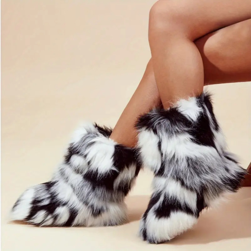 Rebasekarusnahast saapad, sügis- ja talvestiil, soojad ja külmakindlad, paksendatud suurte sääremarjade imitatsioonkarusnahast lumesaapad, Euroopa ja Ameerika moestiil