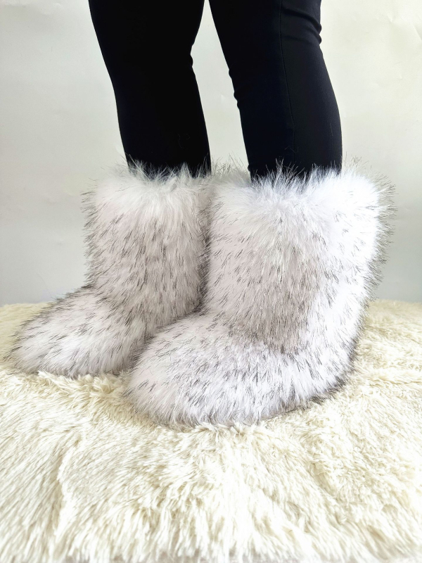 Cizme de zăpadă noi transfrontaliere europene și americane, cu toc plat, înalte, calde, de iarnă, Mao Mao, cizme cu tub mediu, imitație de Fox Mao, cizme hip-hop