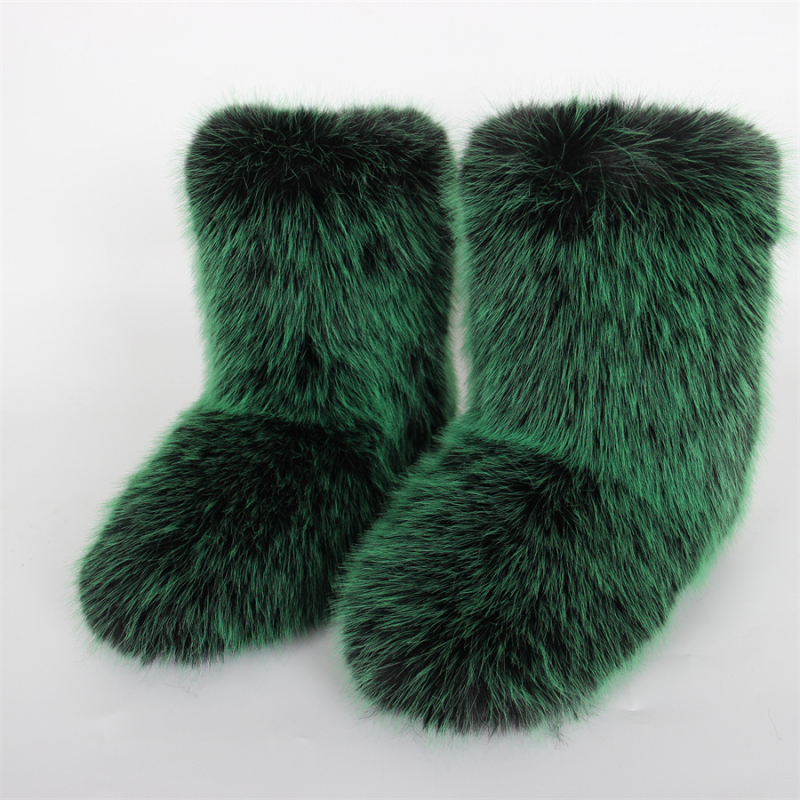 Cizme de zăpadă noi transfrontaliere europene și americane, cu toc plat, înalte, calde, de iarnă, Mao Mao, cizme cu tub mediu, imitație de Fox Mao, cizme hip-hop