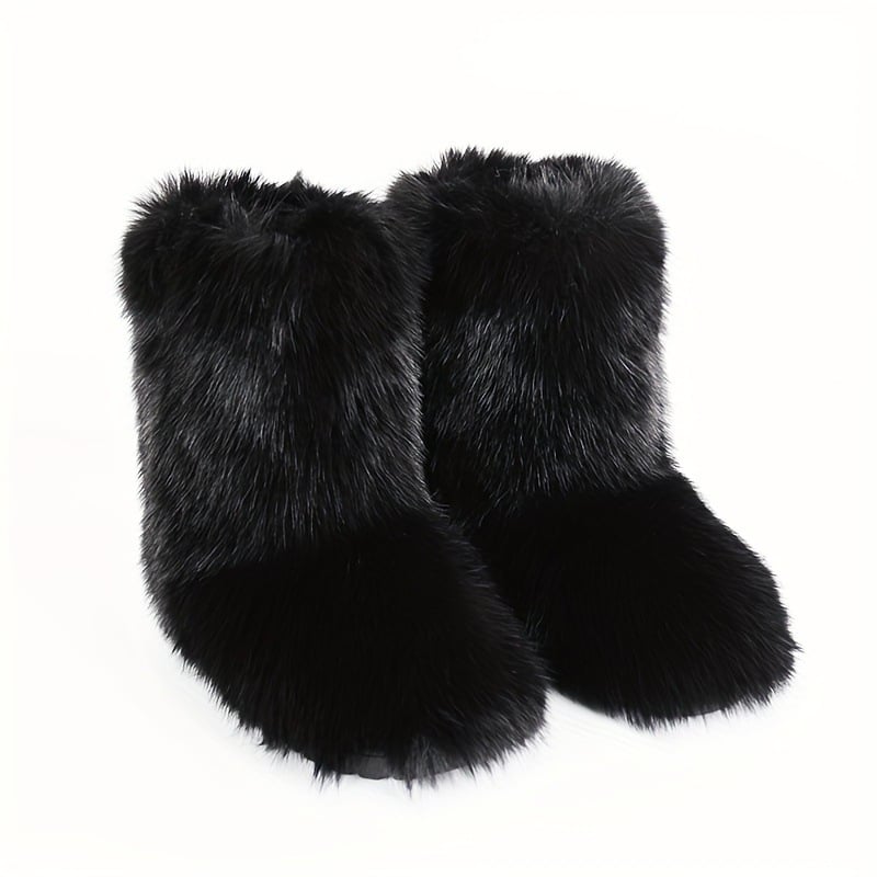 Cizme de zăpadă noi transfrontaliere europene și americane, cu toc plat, înalte, calde, de iarnă, Mao Mao, cizme cu tub mediu, imitație de Fox Mao, cizme hip-hop