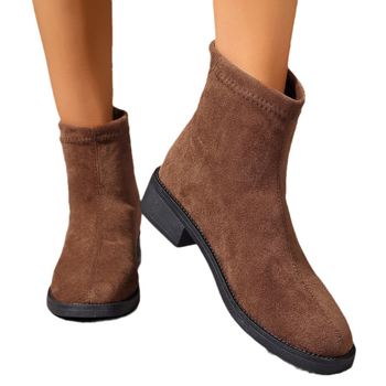 Cizme scurte cu toc înalt și fermoar la spate pentru femei, stil francez, toc înalt ...