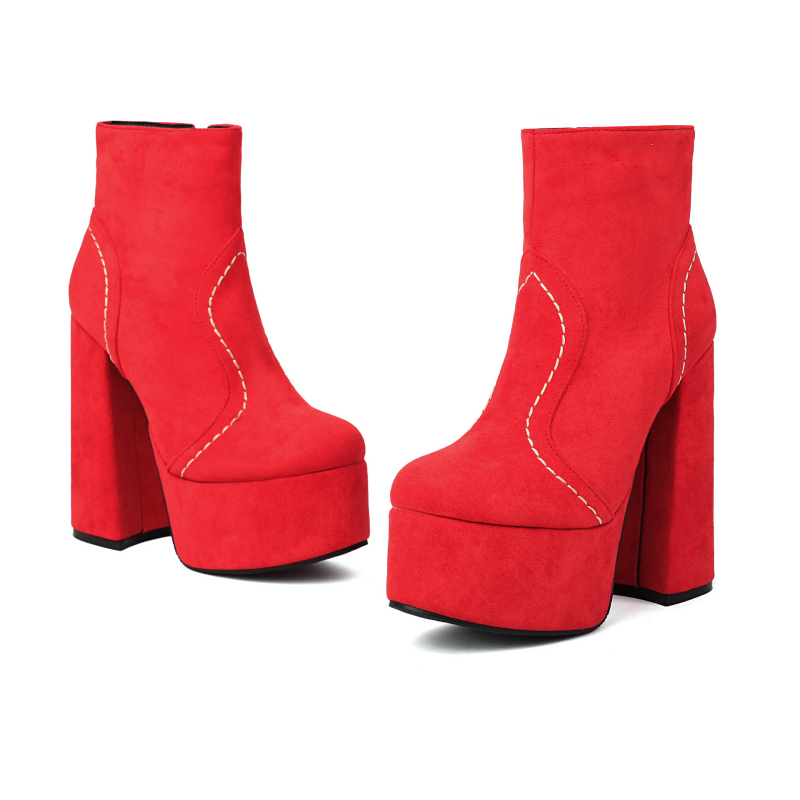 Dámske čižmy z matného zamatu 40, rytierske čižmy s podpätkom, módne pouličné čižmy na vysokom podpätku 44, krátke, hrubé, plus size, šitie, bavlna