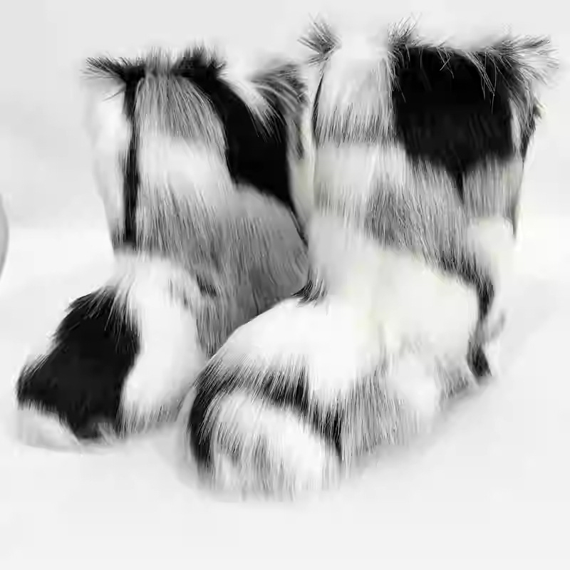 Ghete europene și americane pentru copii, cizme de iarnă calde, antiderapante, Shibuya Mao Mao, cizme de zăpadă elegante cu tub mediu