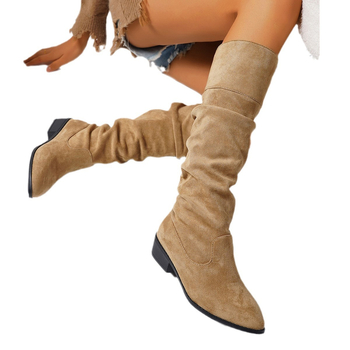 Cizme lungi noi pentru femei, toc pătrat, plisate, europene și americane, toamna și iarna 2023, cizme înalte pentru comerț exterior, cizme de cavaler cu arc, mărime plus, pentru femei